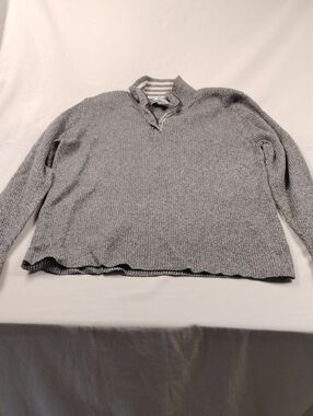 Nine & Co Women's Gray Knit Quarter-Zip Sweater Size XL